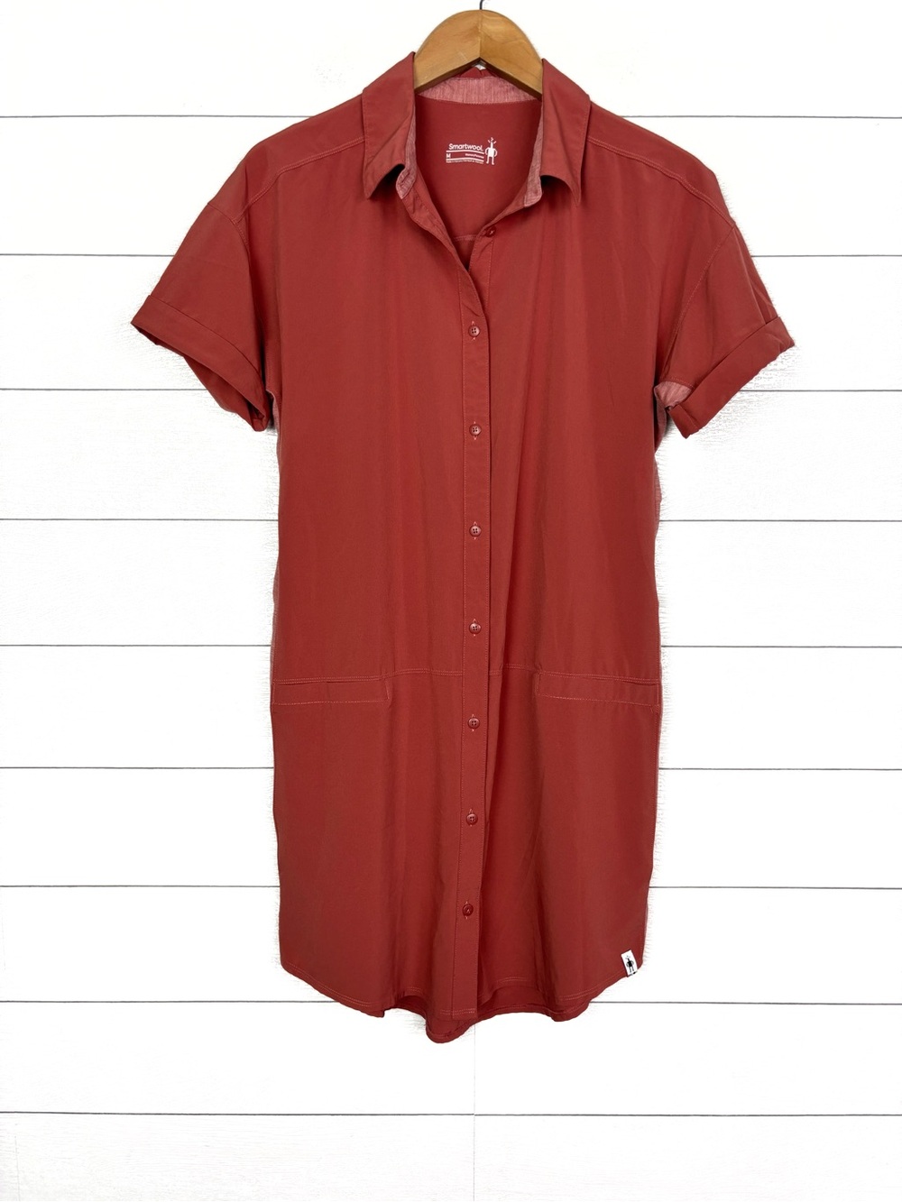 Smartwool Merino Sport Shirt Dress Coral Salmon Pink Medium